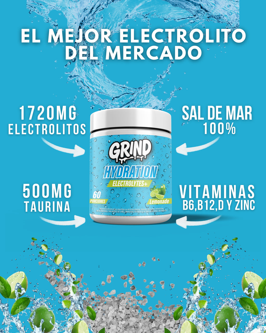 Grind Hydration | Electrolitos Premium – 60 Porciones