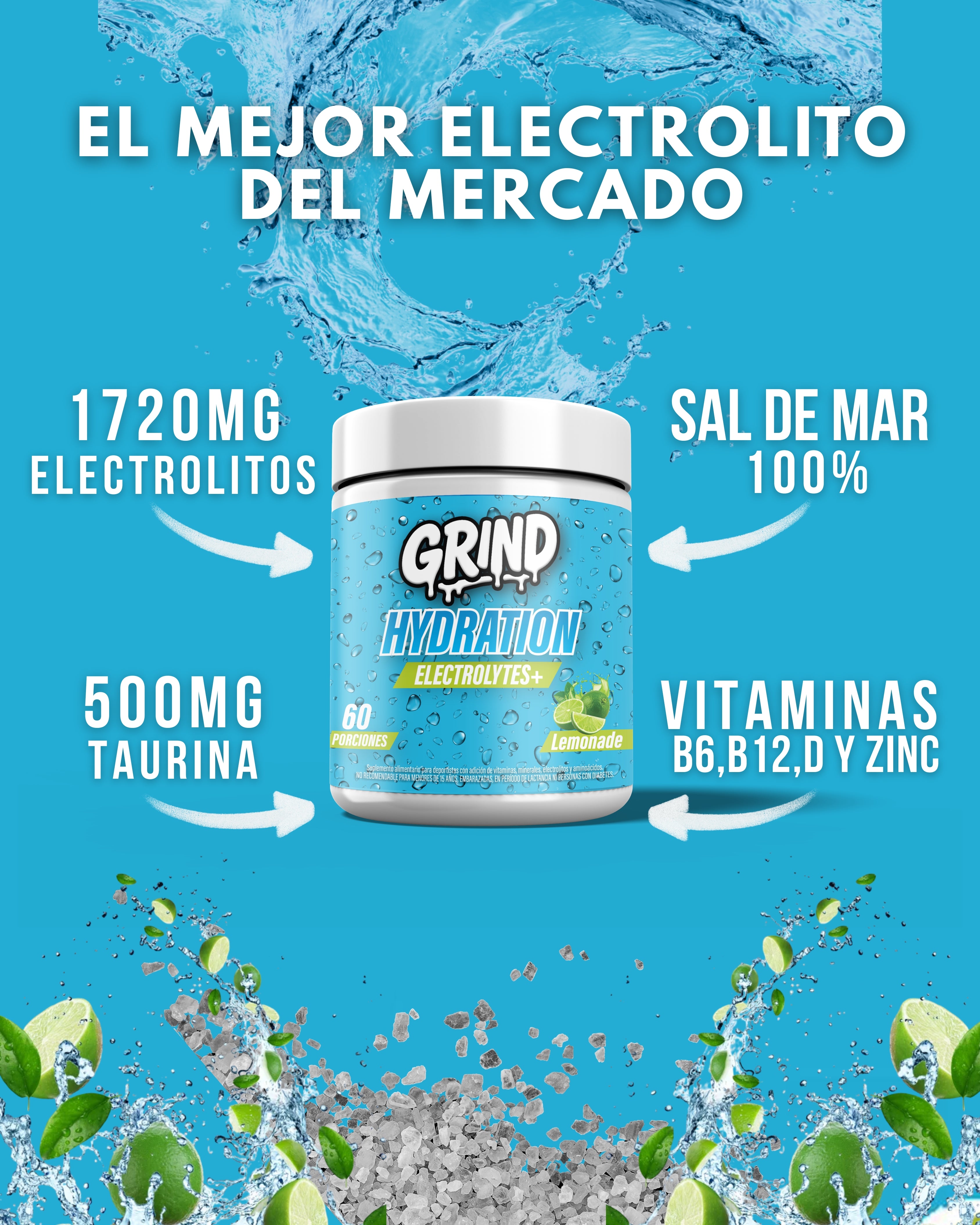 Grind Hydration | Electrolitos Premium – 60 Porciones