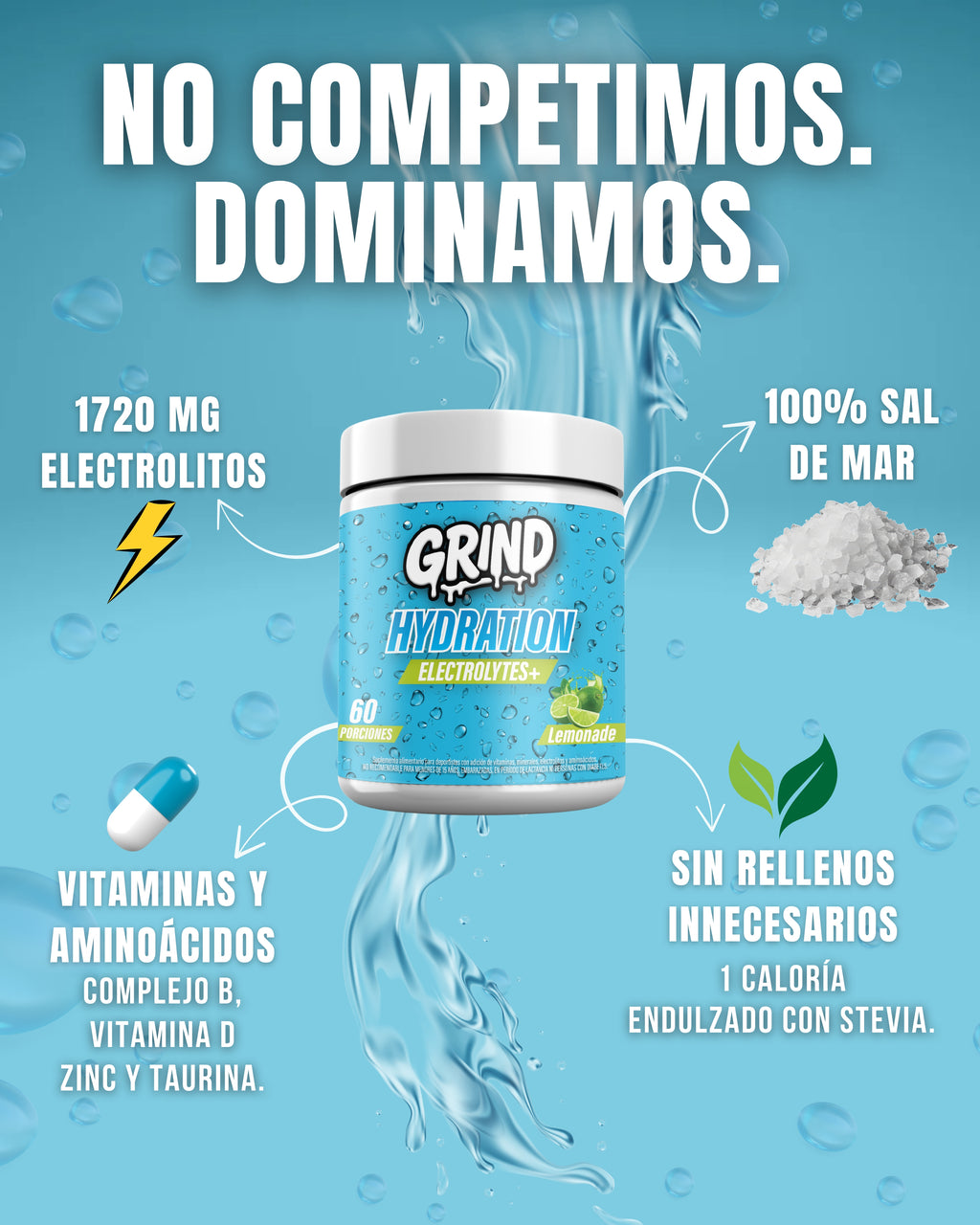 Grind Hydration | Electrolitos Premium – 60 Porciones ( Sabor Berries)